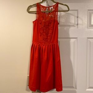 LC Lauren Conrad Size 2 Red Lace Skater Dress